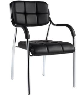 Silla Cromada Fija Cuerina
