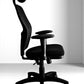 Silla de oficina de tela, apoyo lumbar, cabezal, brazos ajustables y base cromada